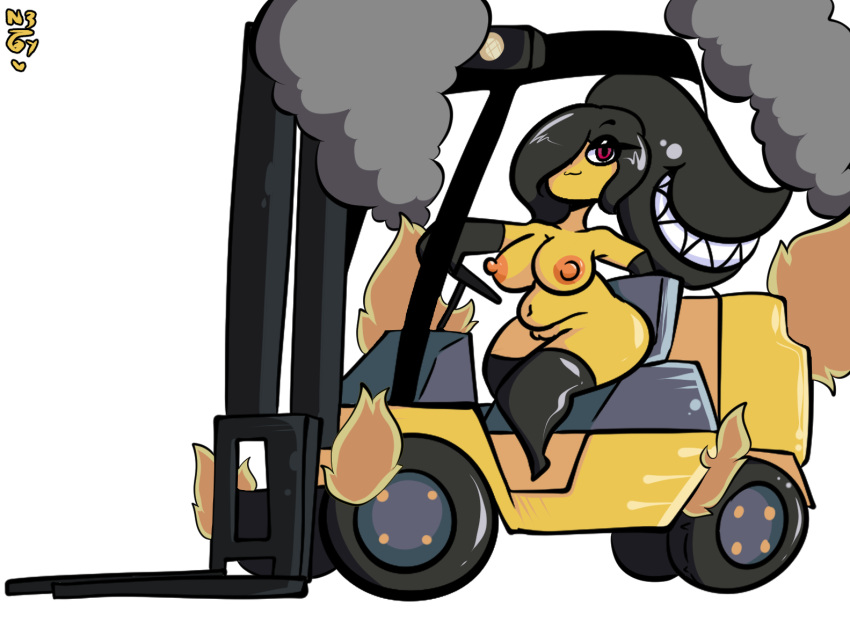 1girls anthro female fire forklift forklift_certified functionally_nude functionally_nude_female looking_at_viewer mawee mawile nokdeusneony pokemon_(species) smug solo solo_female tagme