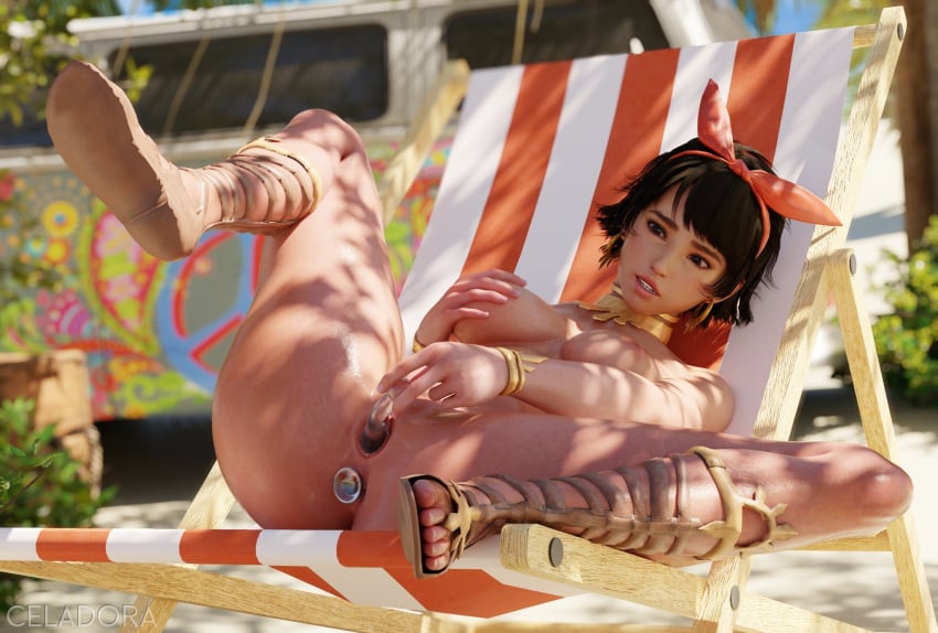 1girls 3d 3d_(artwork) anal anal_insertion anal_masturbation brown_sandals buttplug celadora dildo dildo_in_pussy double_penetration gladiator_sandals glass_dildo josie_rizal lying masturbation naked_sandals nude_sandals outdoors sandals sandals_only sex_toy summer tekken tekken_7 vaginal_insertion vaginal_masturbation