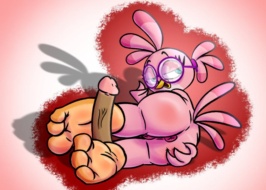 1boy 1girls angry_birds anus avian baggy_(artist) bedroom_eyes bird_feet disembodied_penis feet foot_fetish footjob furry glasses presenting presenting_anus presenting_hindquarters presenting_pussy pussy soles stella_(angry_birds)