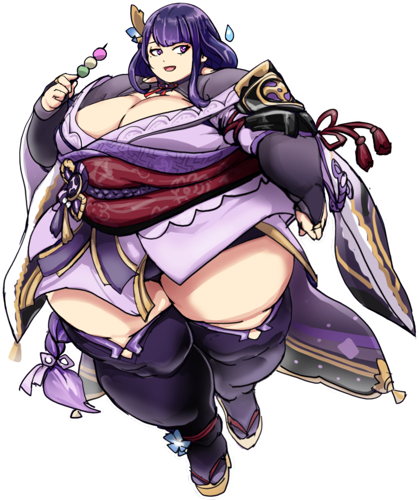 1girls belly breasts chubby chubby_female fat female female_focus female_only genshin_impact inazuma_girls maxfullbody obese obese_female raiden_shogun solo solo_female solo_focus