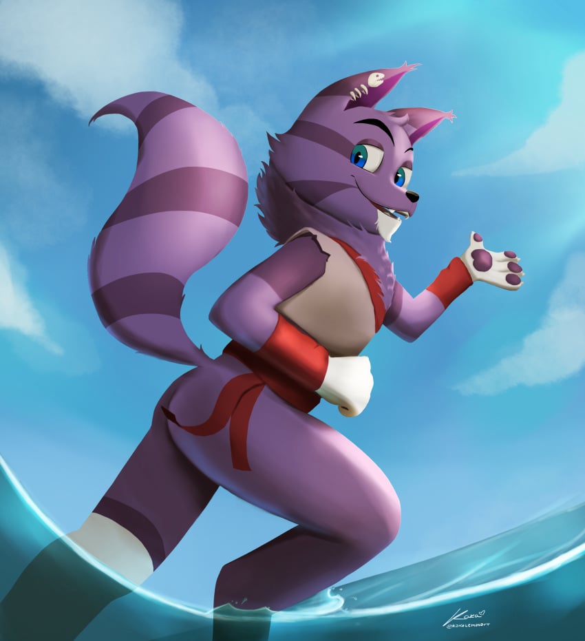 beach billie_bust_up blue_eyes fanart furry purple_fur scrimshaw scrimshaw_(billie_bust_up) sea sky