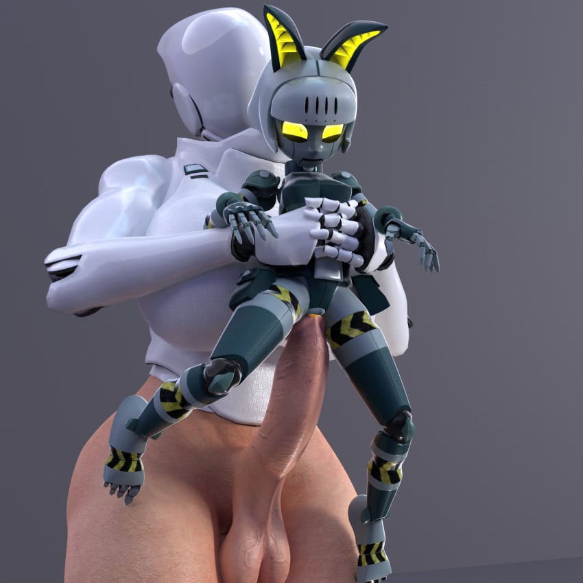 1futa 1girls 2022 3d crossover cumwebs_3d female futa_on_female futanari haydee haydee_(game) larger_futanari robo-fortune robot size_difference skullgirls smaller_female video_games