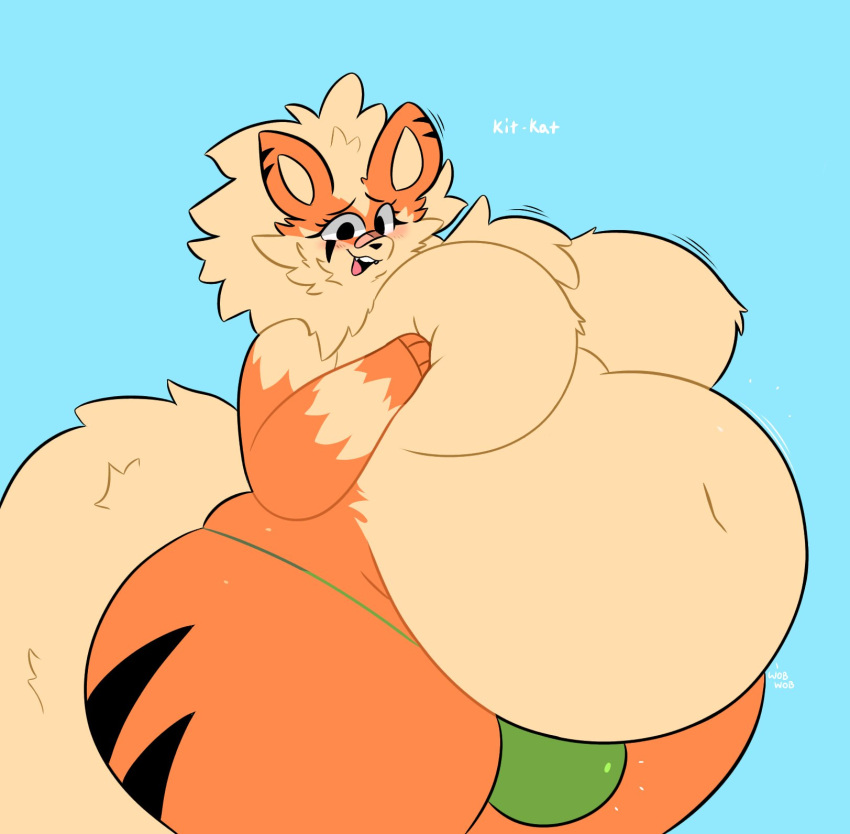 anthro arcanine big_breasts blush breasts bulge chubby chubby_futanari furry futanari huge_breasts intersex looking_at_viewer overweight overweight_intersex pokemon_(species) swallowpancakes thick_thighs voluptuous_futanari wide_hips