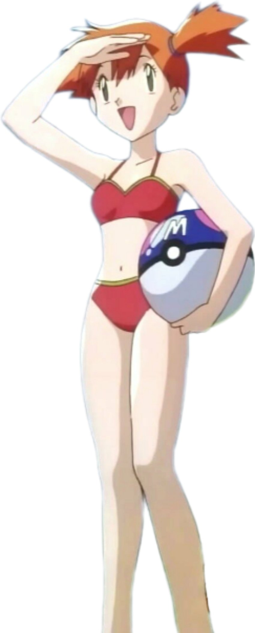 1female 1girls 90s alpha_channel anime anime_girl anime_style bare_arms bare_legs bare_midriff bare_shoulders bare_thighs beach_ball belly_button bikini bikini_bottom bikini_top female female_only for_sticker_use ginger ginger_hair green_eyes kasumi_(pokemon) masterball midriff navel only_female png pokemon pokemon_(anime) pokemon_amie pokemon_rgby ponytail red_bikini red_bikini_bottom red_bikini_top short_hair side_ponytail solo sticker_template swimsuit transparent_background transparent_png white_skin