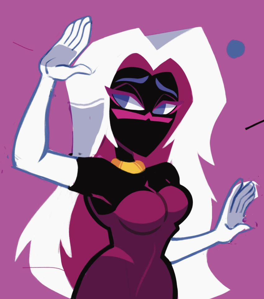 1girls alien alien_girl alien_humanoid black_body duck_dodgers female female_focus female_only looney_tunes martian martian_(duck_dodgers) mouthless purple_dress purple_eyes queen_tyr'ahnee sleeve_gloves warner_brothers white_gloves white_hair wip zabelrockdesign