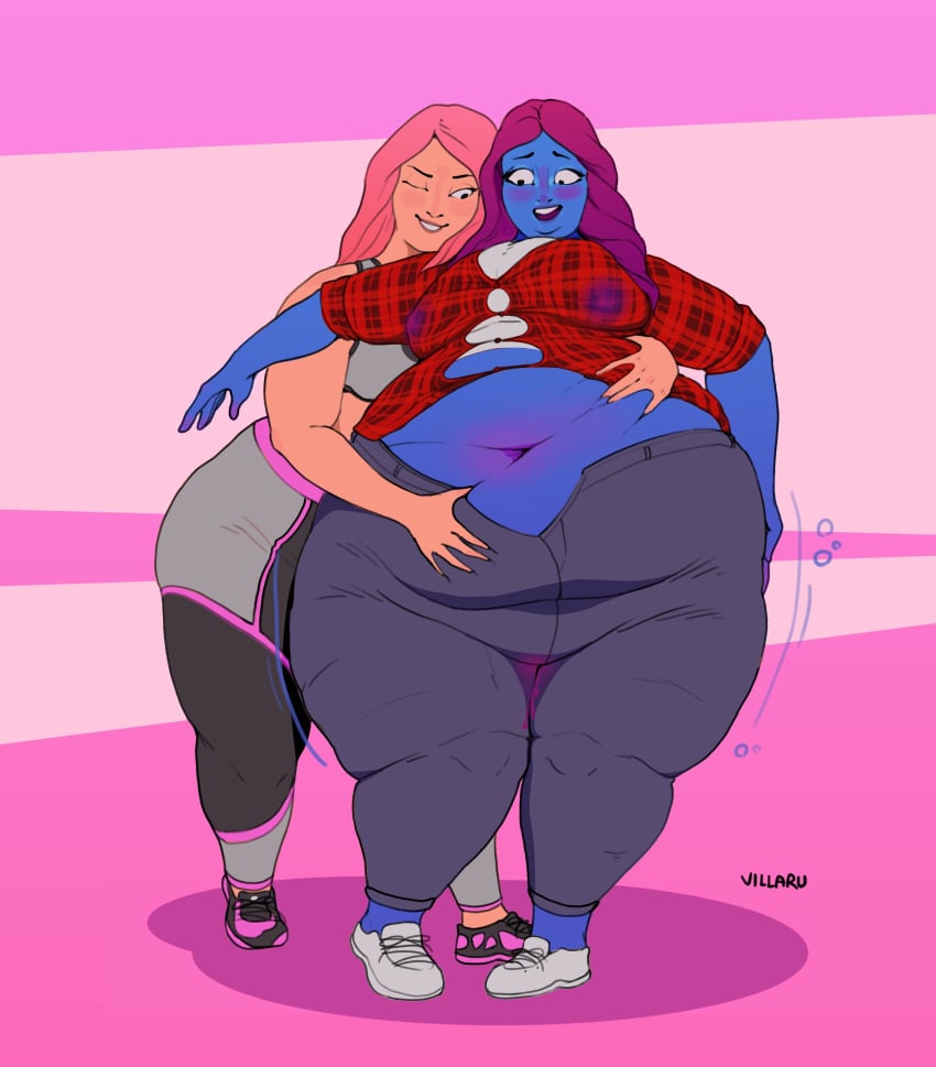 big_breasts blueberry_inflation breasts female lactation_through_clothes overweight tagme thick_thighs vanillaru wide_hips