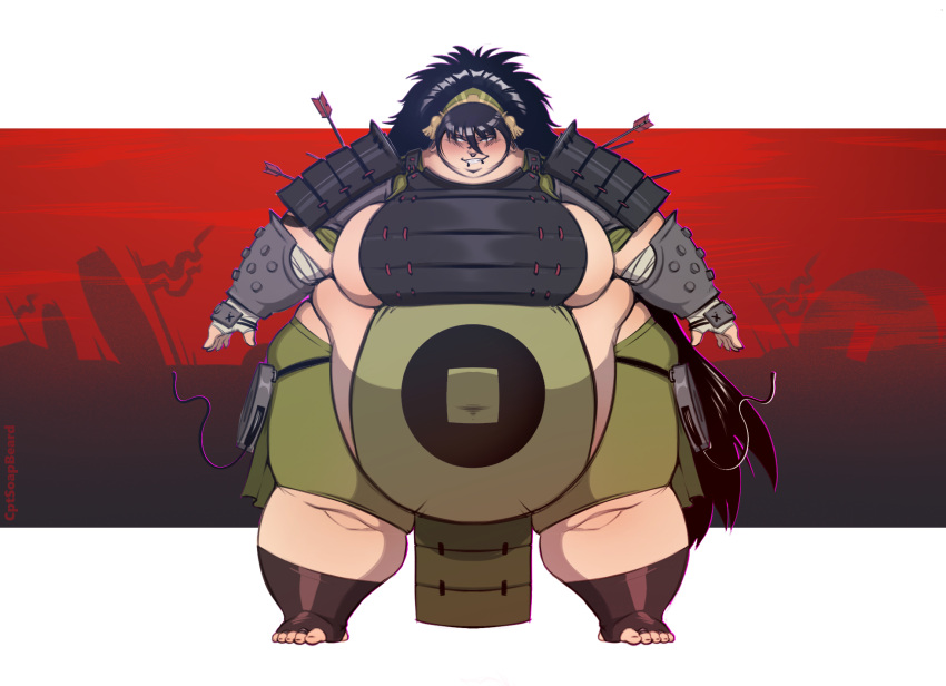 1girls aged_up armor avatar_legends avatar_the_last_airbender belly captainsoapbeard earth_kingdom female flabby_arms flabby_belly flabby_legs huge_belly long_hair nose_ring obese obese_female piercings sideboob toph_bei_fong