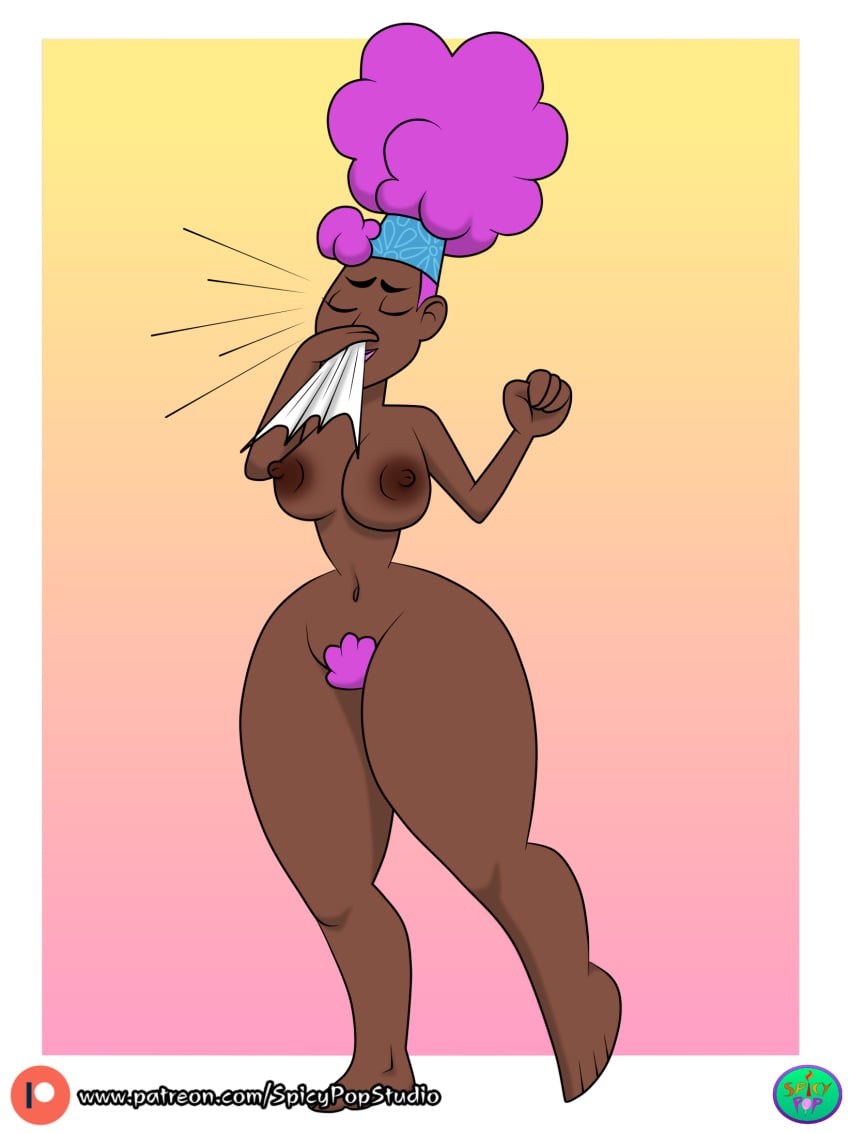 1girls big_breasts clone_high closed_eyes completely_nude completely_nude_female dark-skinned_female dark_skin female female_focus female_only harriet_tubman long_hair naked naked_female nude nude_female purple_hair purple_pubic_hair spicypop thick_thighs wide_hips