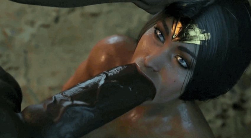 1boy 1girls 3d amazon animated animated_gif animated_image balls_deep big_penis black_hair blowjob blue_eyes dark-skinned_male dc dc_comics deepthroat diana_prince face_fucking fellatio female gif hand_on_head hand_on_head_blowjob huge_cock injustice_2 interracial irrumatio light-skinned_female long_penis looking_at_partner looking_up loop looping_animation male oral oral_sex partial_male penis sex straight tiara veiny_penis vekkte wonder_woman wonder_woman_(injustice) wonder_woman_(series)