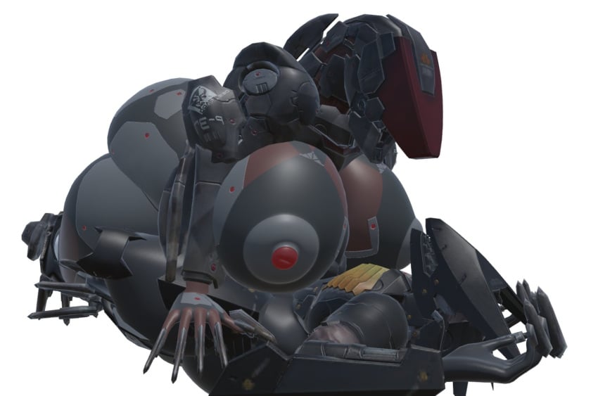 1boy 1girls 3d 3d_(artwork) anthro anthrofied big_ass big_breasts big_penis big_thighs bigger_female black_body blade_wolf blowjob claws duo fagottini31 female gray_body huge_ass huge_breasts huge_cock huge_thighs machine male metal_gear robot thick_thighs wide_hips