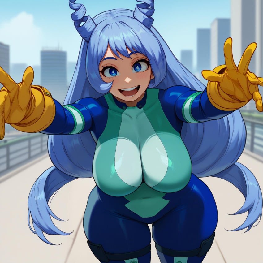 1girls ai_generated azure_(artist) bodysuit female female_only huge_ass large_breasts my_hero_academia nejire_hado nejire_hado_(hero_outfit) solo tagme thick_thighs thigh_gap tight_clothing wide_hips