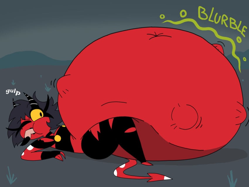 big_belly big_breasts goat helluva_boss millie_(helluva_boss) swollen_belly vivienne_medrano vivziepop vore vore_belly