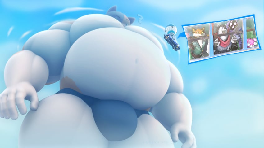 bara battle_bus belly_button biceps big_breasts big_bulge buff bulge calico_cat cuddle_team_leader domestic_cat fennix_(fortnite) fortnite giant macro meowscles meowscles_(fortnite) not_person420 overweight pecs person-420 polar_patroller question_mark raven_team_leader small_underwear underwear