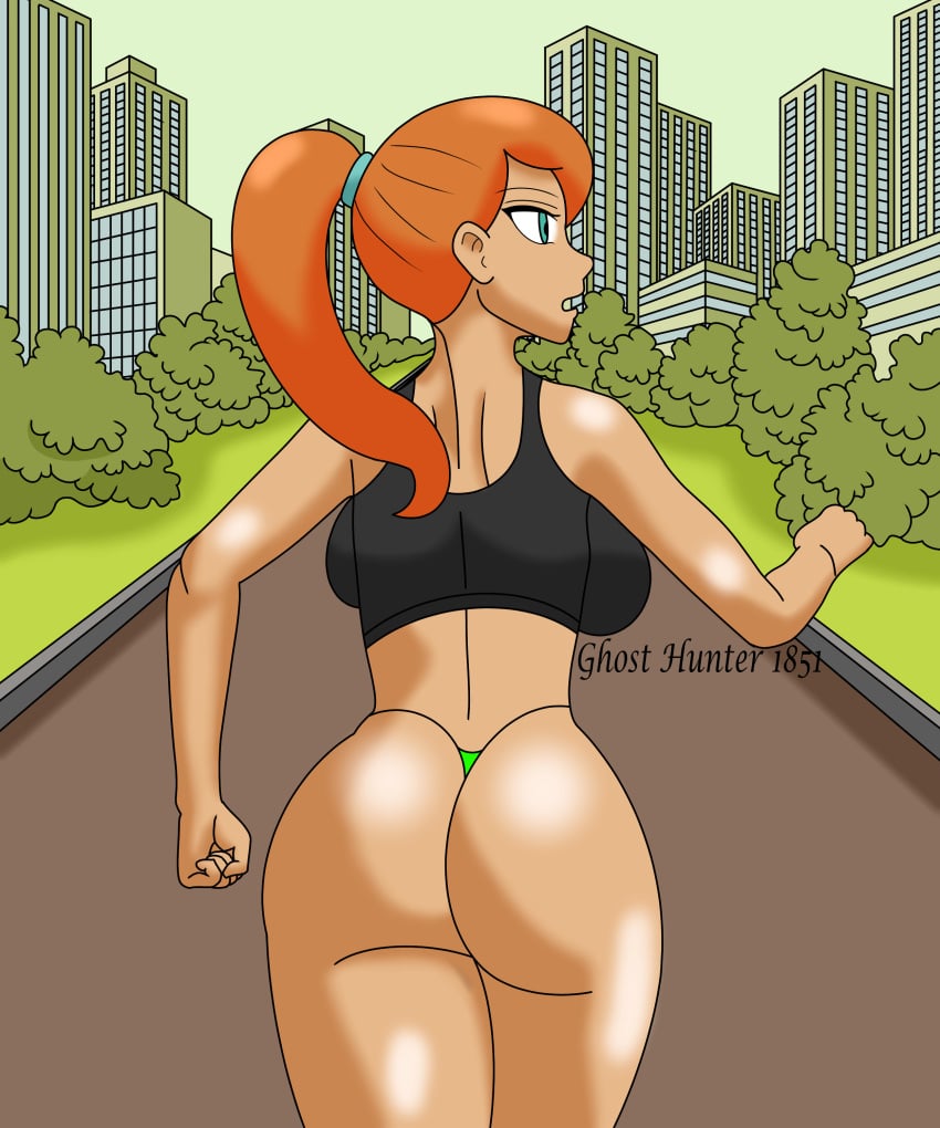 bubble_ass bubble_butt danny_phantom female g-string ghosthunter1851(artist) huge_ass huge_breasts jazz_fenton jogging long_hair nickelodeon red_hair sideboob thick thick_ass thick_legs thick_thighs thong workout_clothes