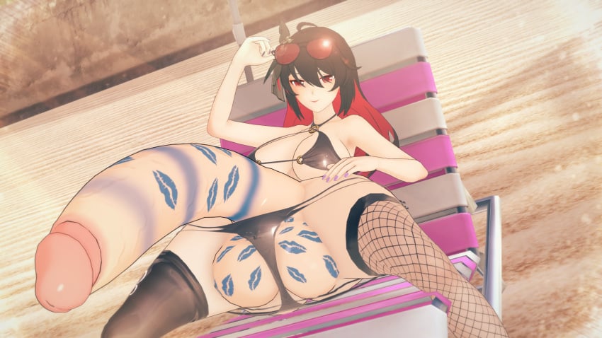 3d beach big_penis bikini futa_only futanari honkai_(series) honkai_impact_3rd huge_cock koikatsu lipstick lipstick_mark lipstick_on_penis seele_(alter_ego) seele_vollerei tagme vostrumdeus