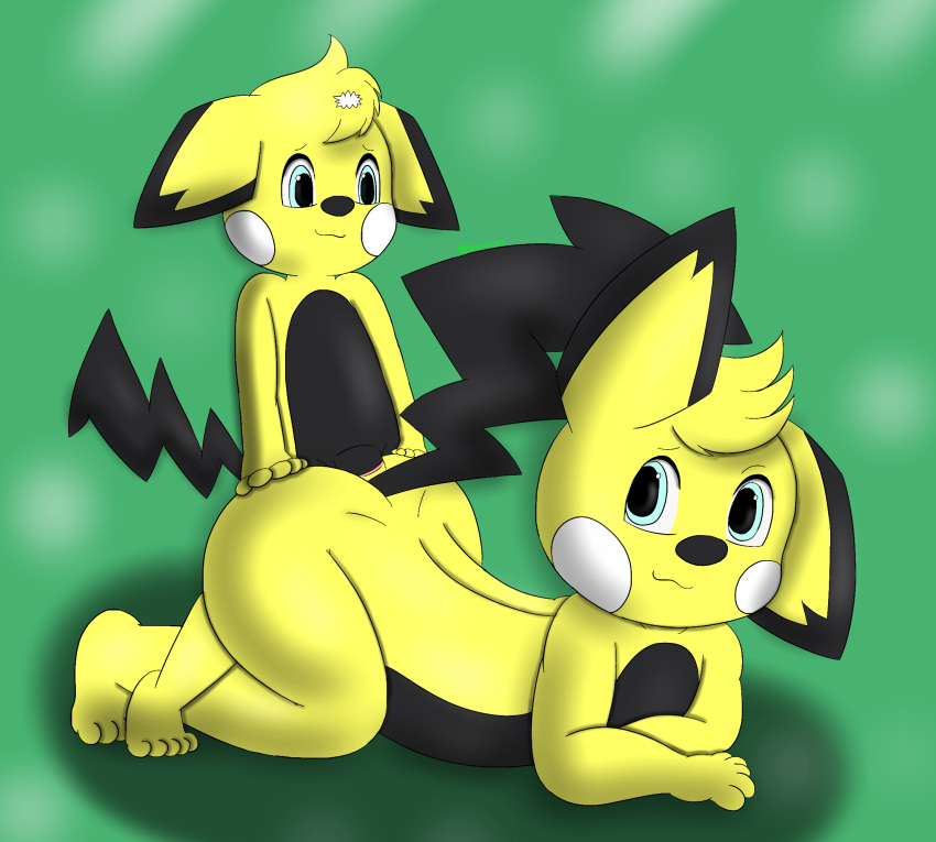 anthro ass furry male nintendo oshawott222_(artist) penis pichu pokemon sex sibling sparx_aries video_games