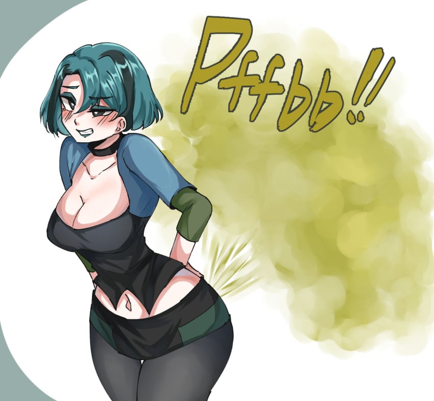 artist_request breasts cartoon_network cleavage fart fart_fetish farting female fetish green_fart gwen_(tdi) total_drama_island