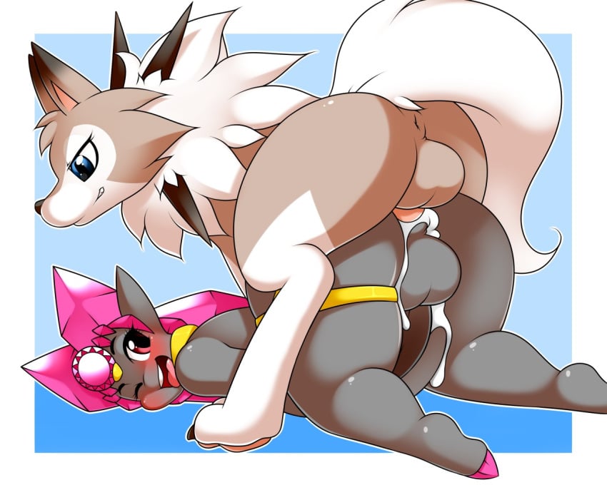 2boys all_fours anal anal_sex anthro anthro_on_feral ass blush canine citrine_(purplebird) cum cum_in_ass cum_inside diancie doggy_style duo feet femboy feral from_behind_position furry gay girly interspecies kloudmutt knot knotting legendary_pokemon lycanroc male male_only mammal midday_lycanroc nintendo paws penetration pokemon pokemon_sm pokemon_xy sex testicles video_games zoophilia