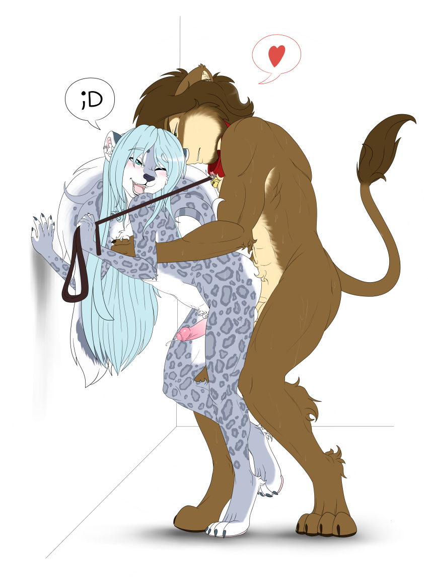 anal anal_sex blush collar cum erection feline from_behind_(disambiguation) happy heart invalid_tag leash leopard lion liontaro male mammal master orgasm penetration pet precum resine snow_leopard standing sweat yaoi
