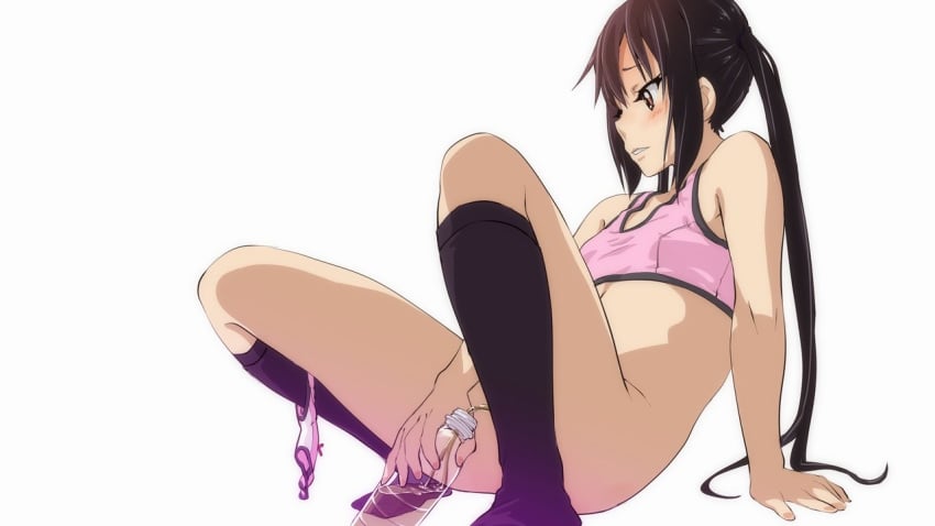 1girls azusa_nakano_(k-on!) blush bottomless bottomless_female container_urination female female_only human human_only k-on! lunalu9 panties panties_around_leg partially_clothed peeing peeing_into_container sitting_pee solo tagme underwear urinating_female urine urine_in_container