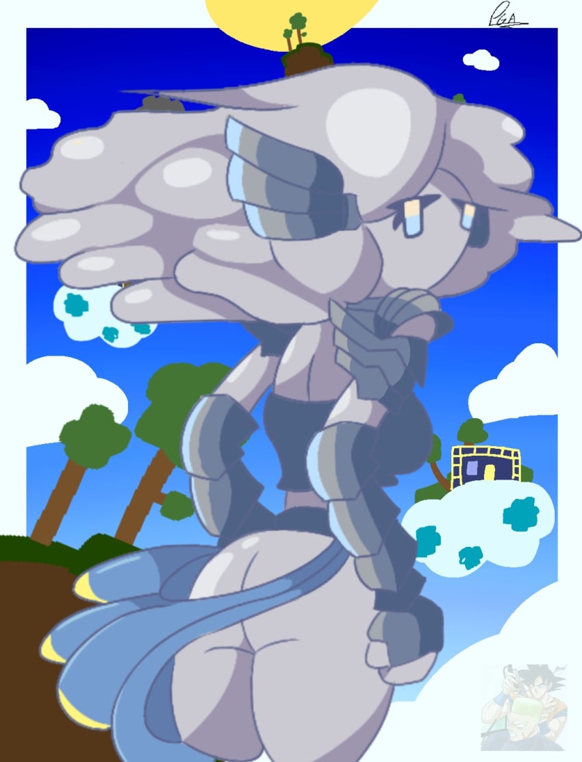 air_creature air_humanoid armor artist_request ass background calamity_mod clothing cloud cloud_creature cloud_elemental cloud_humanoid elemental_humanoid grey_skin idkwhatimdoing long_hair shiny_eyes terraria watermark