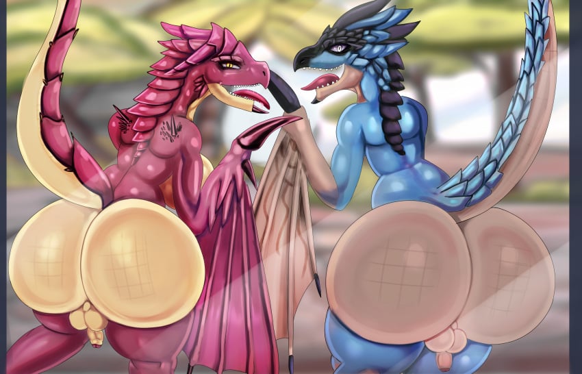 2boys anthro ass_focus big_ass big_breasts big_butt big_male bottom_heavy busty_boy dragon femboy feminine_male feral gay glass huge_ass huge_butt khadhunter7 male_only massive_ass massive_butt monster_hunter pressed_on_glass rathalos scalie scalie_humanoid small_balls small_penis smiling smiling_at_viewer tail teapot_(body_type) wyvern