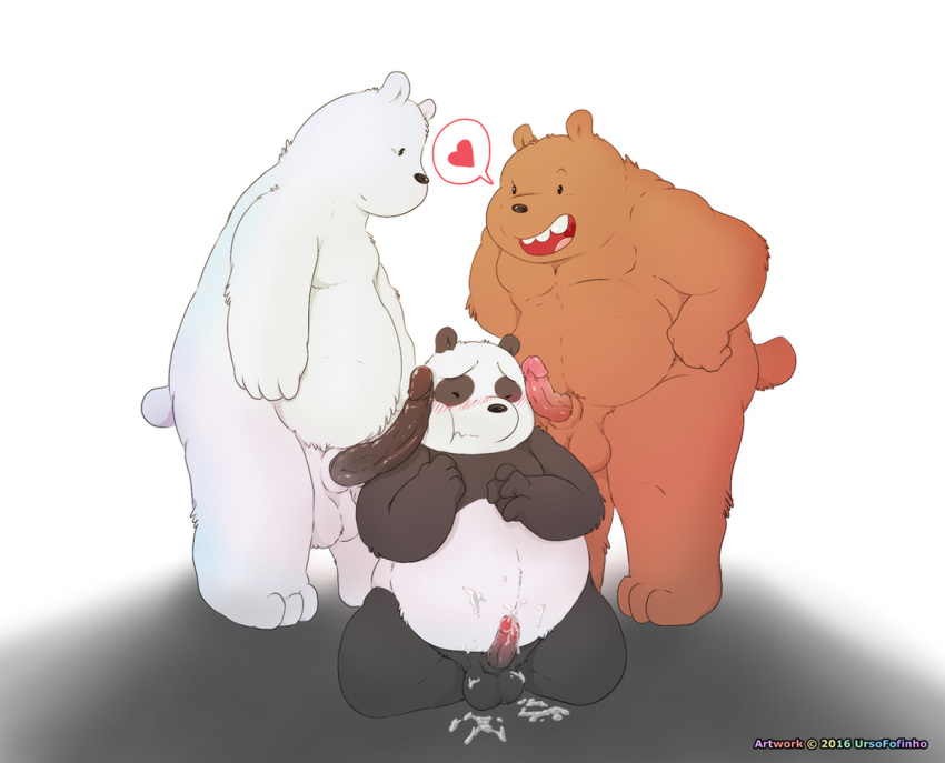 anthro balls bear cartoon_network furry grizzly_(character) grizzly_bear group group_sex ice_bear male mammal panda panda_(character) penis polar_bear sex threesome ursofofinho we_bare_bears yaoi