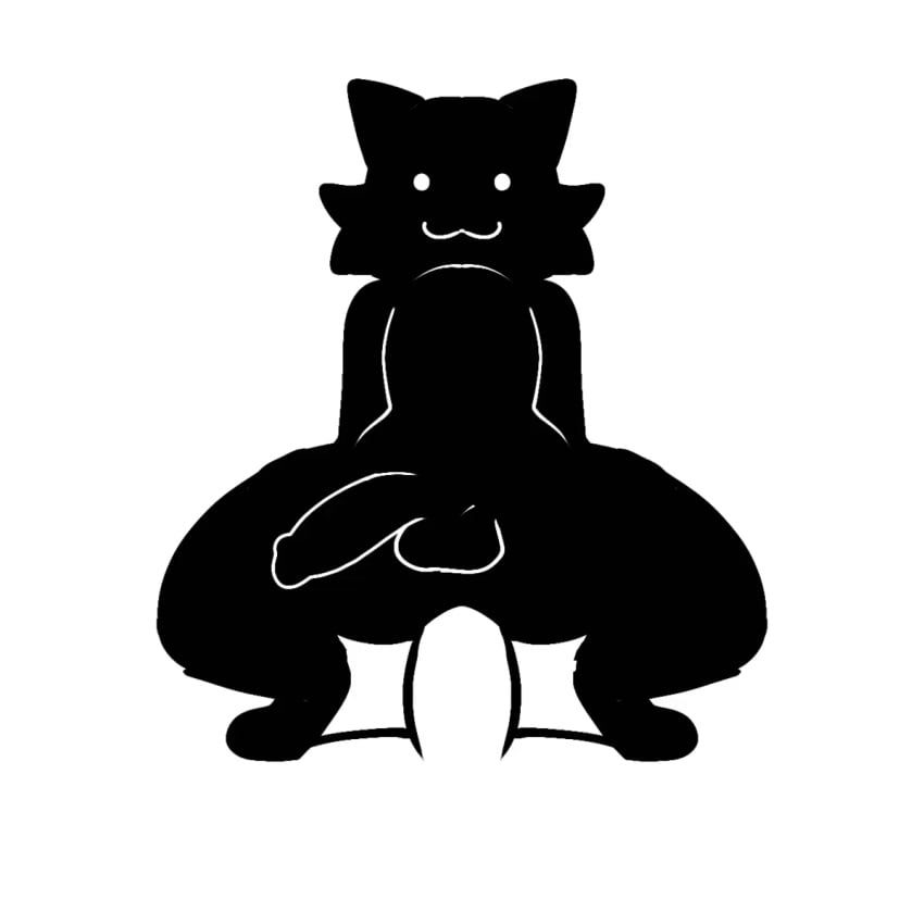 :3 anal anal_sex animated animated_gif balls black_and_white black_body black_cat_(snappy_snaz) black_fur cat_ears cat_tail catboy feline gay gif large_penis male male_only monochrome penis snappy_snaz thick thick_thighs