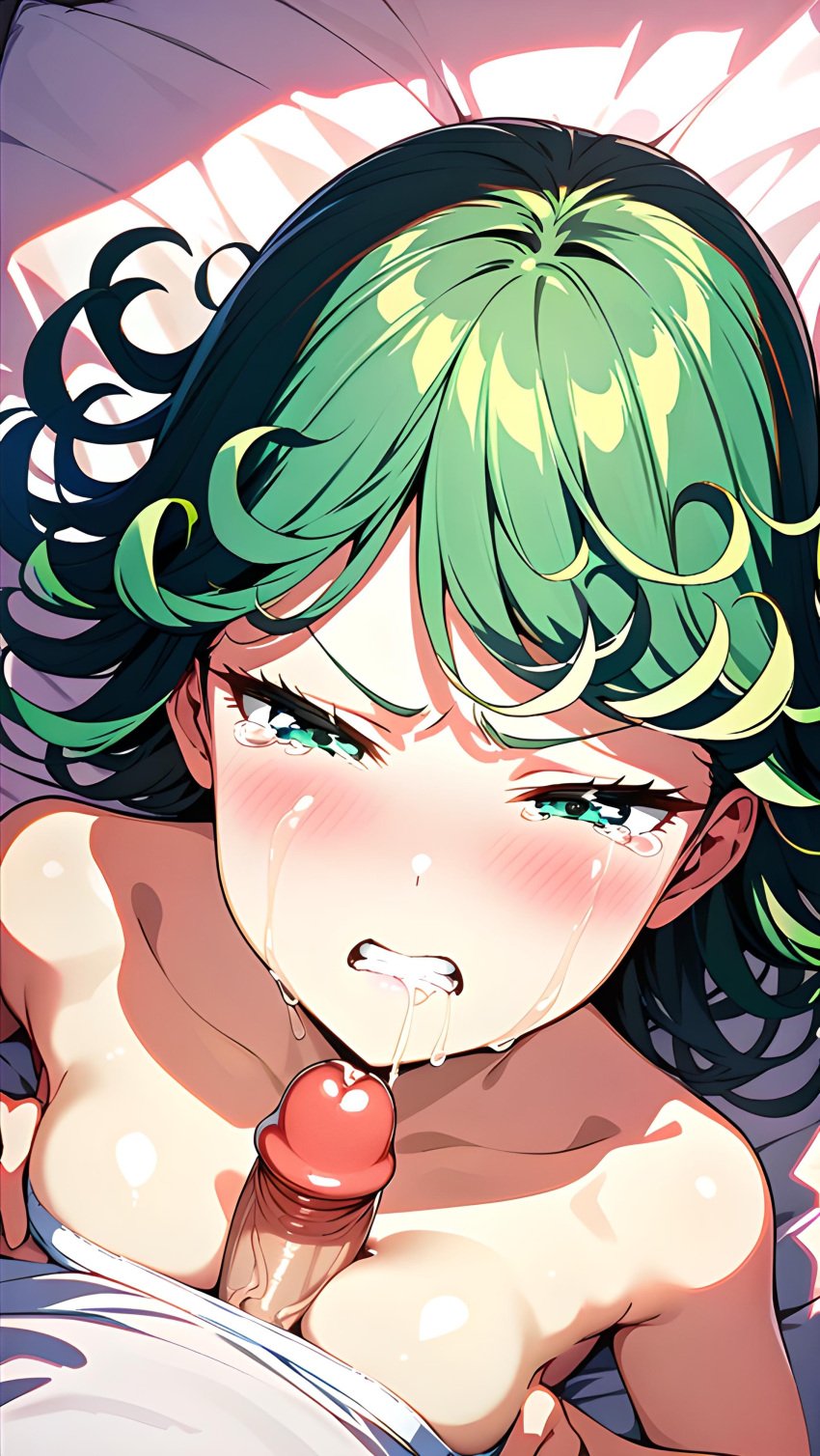 1girls ai_generated angry annoyed annoyed_expression bed bedroom breasts cum cum_in_mouth cum_inside cum_on_breasts cum_on_face forced forced_oral green_eyes green_hair one-punch_man paizuri semen semen_in_mouth semen_on_body semen_on_breasts small_breasts small_hips small_tits small_waist tatsumaki titfuck titjob violated_heroine violation