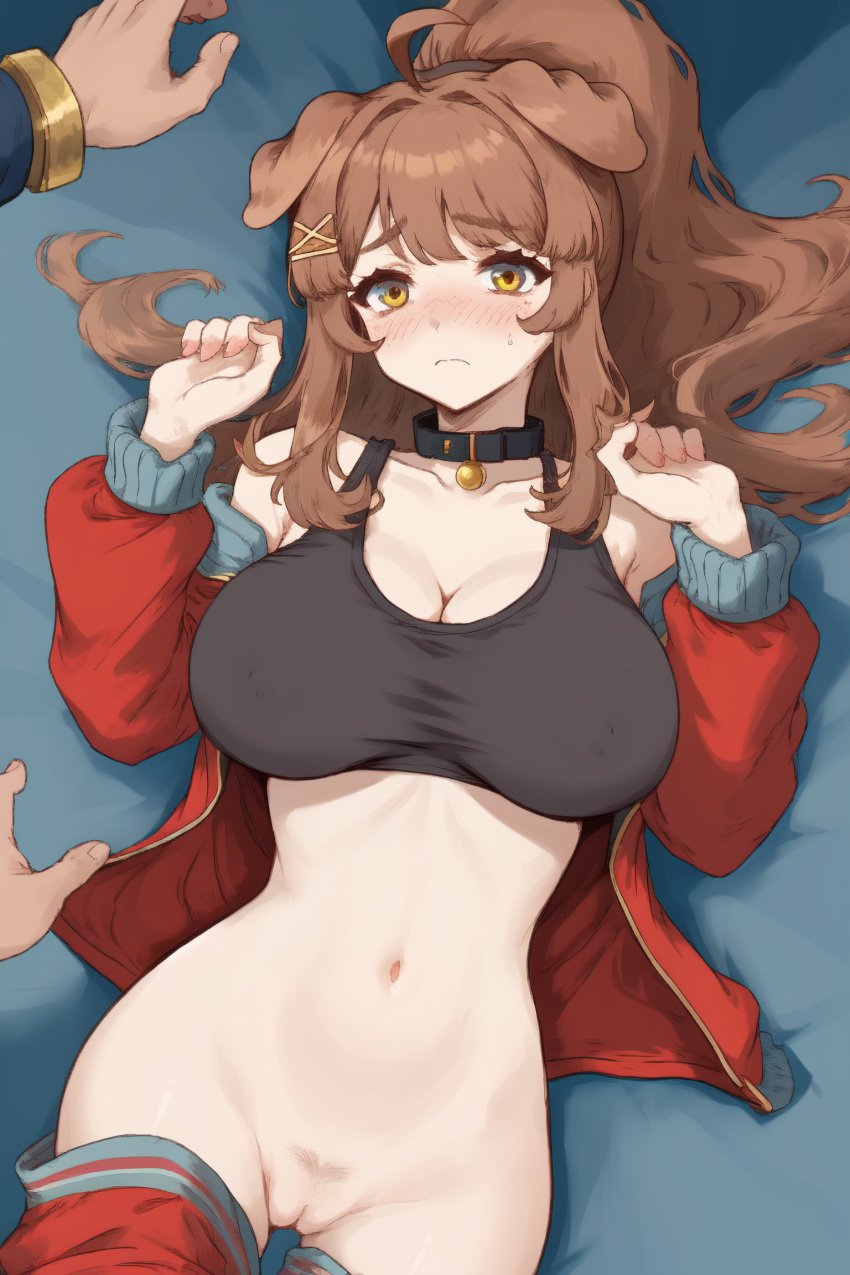 ai_generated brown dog_ears dog_girl hair huge_breasts latam_virtual_youtuber lilybell_vt long_hair nude on_bed oneeshi ponytail ricochetk virtual_youtuber vtuber vtuberfanart wide_hips