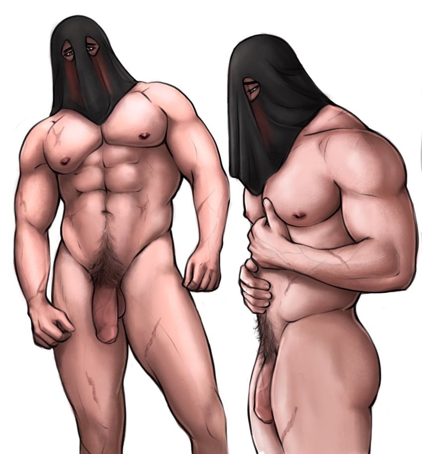 1boy abs alpha_male bara bara_tiddies bara_tits barazoku beefy call_of_duty call_of_duty_modern_warfare_2_(2022) daddy digital_drawing_(artwork) digital_painting_(artwork) foreskin happy_trail highres könig konig male_focus male_only marndraws masked muscular muscular_male pecs pubic_hair scarred_body semi-erect six_pack sniper_veil solo_male toned toned_male treasure_trail uncircumcised