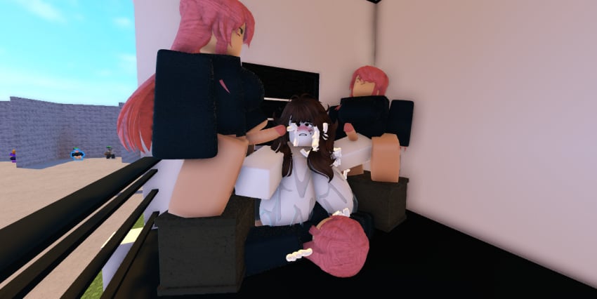 1girls 3d 3futas blush cum_on_breasts cumshot embrassed futanari jaiden jaiden_animations jaidenanimations no_face npc roblox roblox_avatar roblox_game robloxian sky tagme whorblox_adventure youtube youtuber youtuber_girl