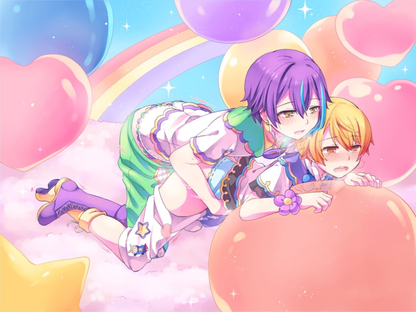 2boys ballons blush clothing colorful gay_sex kamishiro_rui male male/male male_focus male_only male_penetrating project_sekai tenma_tsukasa