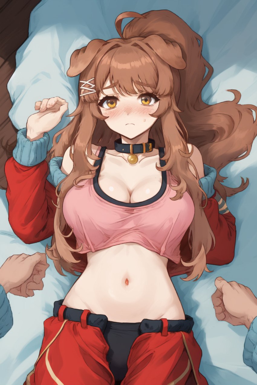 ai_generated brown dog_ears dog_girl hair huge_breasts latam_virtual_youtuber lilybell_vt long_hair nude on_bed oneeshi ponytail ricochetk virtual_youtuber vtuber vtuberfanart wide_hips