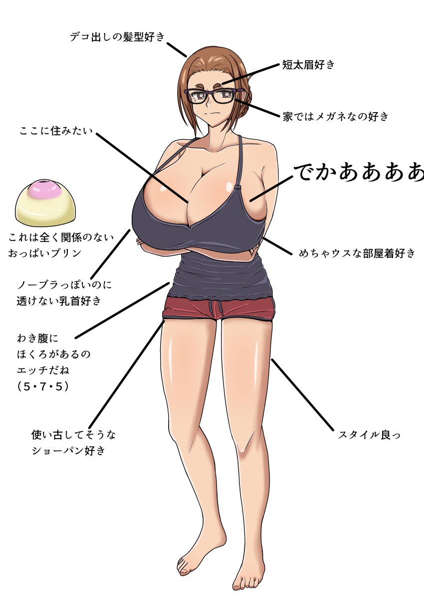 1girls big_breasts breasts brown_eyes brown_hair busty curvaceous curvy curvy_body curvy_female curvy_figure female glasses huge_breasts inverted_nipples japanese_text kaii_to_otome_to_kamikakushi large_breasts migimuki_karei mole mole_under_eye pink_areola pink_areolae pink_nipples short_eyebrows small_eyebrows sumireko_ogawa translation_request voluptuous