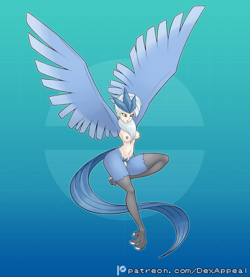 1futa animal_humanoid areola articuno avian avian_feet avian_humanoid avian_legs big_breasts blue_body blue_feathers blue_hair breasts dex_appeal erect_nipples european_mythology feathered_wings feathers feet flaccid futa_only futanari generation_1_pokemon genitals greek_mythology gynomorph hair harpy hi_res humanized humanoid intersex legendary_pokemon light-skinned_futanari light_skin monster_girl monster_girl_(genre) mythological_avian mythological_creature mythology navel nintendo nipples nude pale_skin penis penis_peek pokemon pokemon_(species) pokemorph simple_background slim solo tail tail_feathers talons toes wings