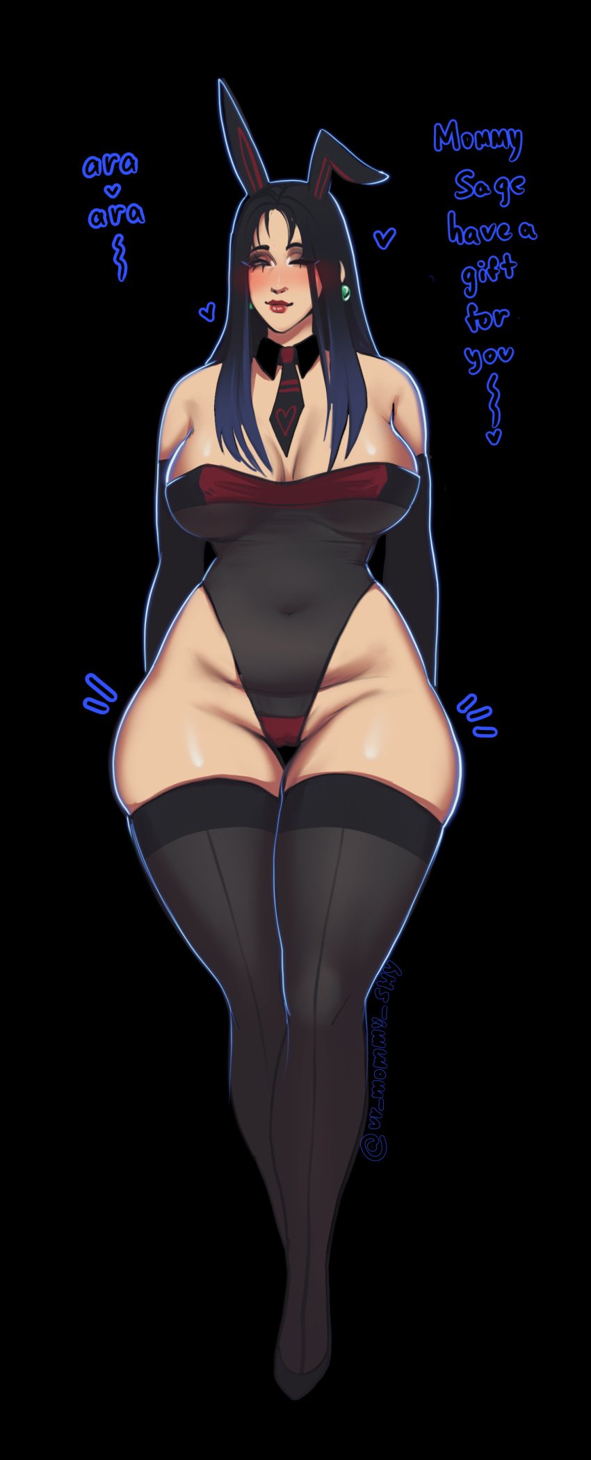 blush bunny_costume bunny_ears bunnysuit curvy curvy_figure mommy mommy_kink sage_(valorant) thick_ass thick_thighs thighs ur_mommy_shy_(artist) valorant