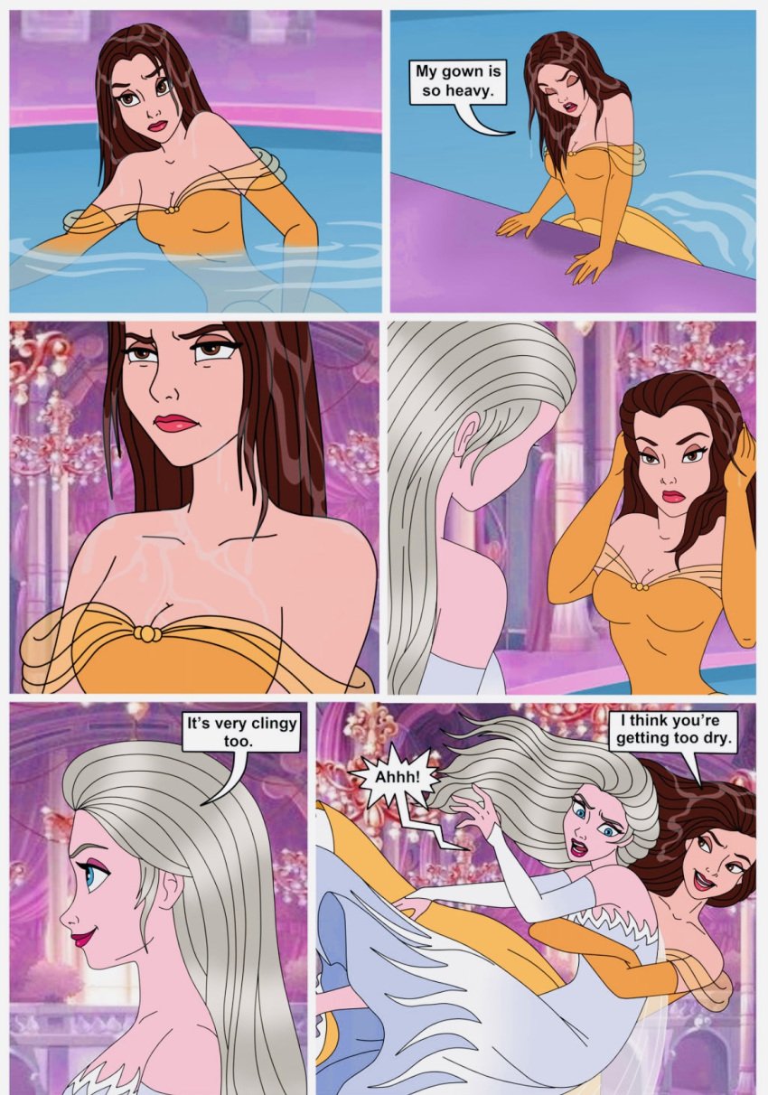 beauty_and_the_beast belle comic disney disney_princess elsa_(frozen) frozen_(film) lipstick serisabibi