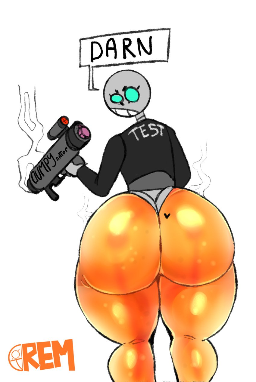 1boy ballisitic_gel big_ass confused_look fat_ass male_focus male_only no_visible_genitalia non-human non-human_only rem_(oc) remiman remitest_(remiman) robot robot_boy solo toony toony_face transparent_body