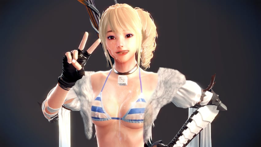 3d bukkake cum cum_on_body facial female highres lynn_(mabinogi) mabinogi solo tongue v vindictus