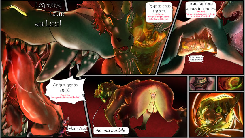 absurd_res anal anal_vore anthro anthro_pred anus armor ass balls blue_body bodily_fluids claws clothing comic cuttlescuttle dialogue digital_media_(artwork) dragon drooling duo english_text extreme_size_difference food food_in_stomach forced full_tour fully_inside fur furred_dragon furred_scalie genitals guts hair hi_res horn inside_stomach insides internal intestines looking_at_viewer looking_back luu_(cuttlescuttle) macro male mammal micro monster mouse mouth_shot murid murine mythological_creature mythological_scalie mythology nude open_mouth organs presenting presenting_anus presenting_hindquarters rear_view rodent saliva saliva_on_tongue saliva_string scalie semi-anthro shocked_expression simple_background size_difference smaller_prey stomach tail teeth text tongue tongue_out unwilling_prey vore yimley_(cuttlescuttle)