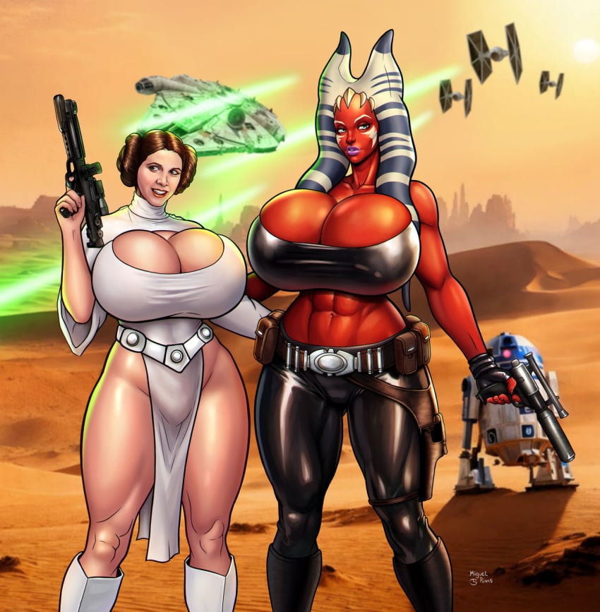 2girls abs alien alien_girl alien_humanoid ass big_ass big_breasts breasts bust busty curvaceous curvy curvy_figure dia_shala digital_drawing_(artwork) digital_media_(artwork) female female_focus giant_breasts hips hourglass_figure huge_ass huge_breasts human humanoid large_ass large_breasts legs leia_(ikusa_otome_valkyrie) light-skinned_female light_skin lips lucasarts lucasfilm mature mature_female miguel_rivas miguelrivasart multiple_girls orange-skinned_female orange_body orange_skin princess_leia_organa r2-d2 slim_waist star_wars thick thick_hips thick_legs thick_thighs thighs togruta top_heavy voluptuous voluptuous_female waist