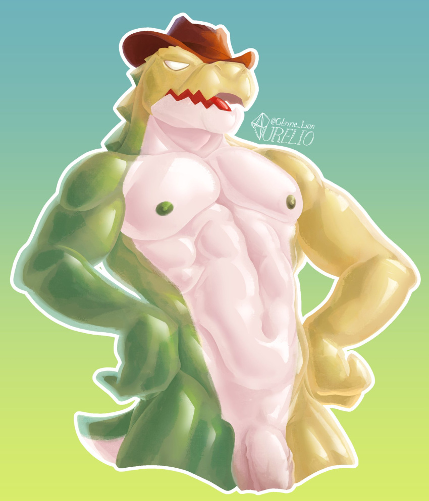 1boy 2024 abs alligator alligatorid anthro anthro_focus anthro_only athletic_anthro athletic_male candy citrine_lion completely_nude completely_nude_male crocodile crocodilian crocodylid digital_drawing_(artwork) digital_media_(artwork) flaccid flaccid_cock flaccid_penis furry furry_male furry_only gummigoo_(the_amazing_digital_circus) gummy_(food) hat headgear headwear humanoid_genitalia humanoid_penis living_candy living_food male male_anthro male_focus male_only navel nipples nude nude_male pecs pectorals reptile reptile_humanoid solo solo_anthro solo_focus solo_in_panel solo_male the_amazing_digital_circus