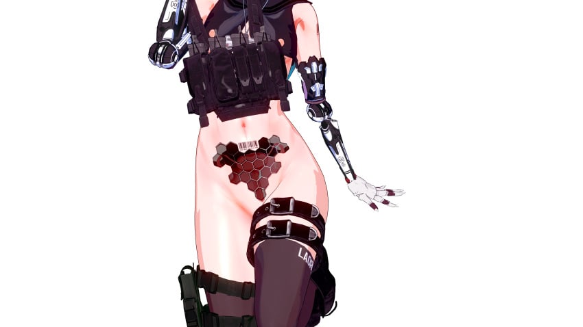 barcode_tattoo koikatsu mechabare original_character robot_girl see-through tactical_gear tagme ye_liusha