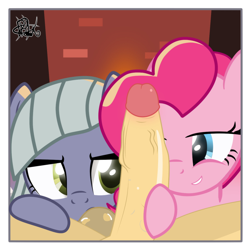 blowjob equine female friendship_is_magic horse human_on_feral limestone_pie_(mlp) male_on_feral mammal multicolored_hair my_little_pony oral penis pinkie_pie_(mlp) ribiruby zoophilia