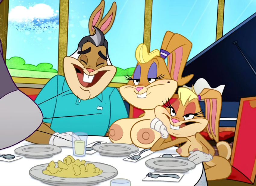 2girls accurate_art_style breasts edit female lola_bunny looney_tunes multiple_girls nude patricia_bunny screencap screenshot screenshot_edit tagme walter_bunny yenvudu