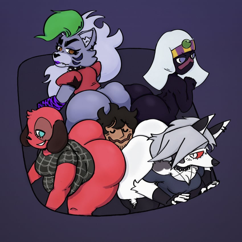 2d 2d_(artwork) 2d_artwork alien alien_humanoid animal_crossing animatronic anthro armwear ass ass_sandwich between_butts big_ass big_butt black_body black_clothing black_skin black_topwear bottomless butt_smother canid canid_demon canine canis cherry_(animal_crossing) clothed clothing demon digital_media_(artwork) domestic_dog duck_dodgers ear_piercing female five_nights_at_freddy's five_nights_at_freddy's:_security_breach fnaf fur green_hair grey_hair group hair hellhound helluva_boss hi_res huge_ass huge_butt human humanoid interspecies looking_back loona_(helluva_boss) machine male male/female mammal martian mitzael_(mitzapizza) mythological_canine mythological_creature mythology nebulouszone nintendo noseless nude piercing purple_body purple_fur queen_tyr'ahnee red_body red_clothing red_fur red_sclera red_topwear robot robot_anthro roxanne_wolf_(fnaf) scottgames sholder_pads simple_background smile smothering steel_wool_studios surrounded_by_ass topwear white_body white_fur white_hair wolf