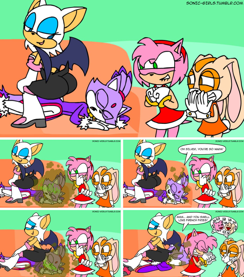 amy_rose animatedjames ass bat big_ass big_breasts big_butt black_legwear blaze_the_cat blue_eyes boots bubble_ass bubble_butt comic couch cream_the_rabbit curvy dreaming facesitting fart fart_cloud fart_fetish farting farting_in_face fat_ass female female_only hands_on_knees large_ass laughing licking onomatopoeia plump_ass plump_butt rouge_the_bat simple_background skimpy_clothes sleeping smile sonic_(series) sonic_the_hedgehog_(series) thick thick_ass thick_butt tight_clothing white_fur wings