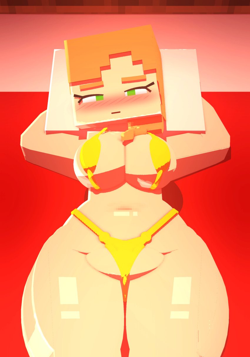 1boy 1girls 3d 3d_(artwork) alex_(minecraft) blush bottomless breasts coresvoid curvy curvy_body curvy_female curvy_figure digital_media_(artwork) female green_eyes hi_res hidden_eyes horny horny_female huge_breasts human humanoid milk mine-imator minecraft open_mouth orange_eyes orange_hair outside posing shadow smooth_skin square_head thick_thighs thigh_highs thighs wide_hips