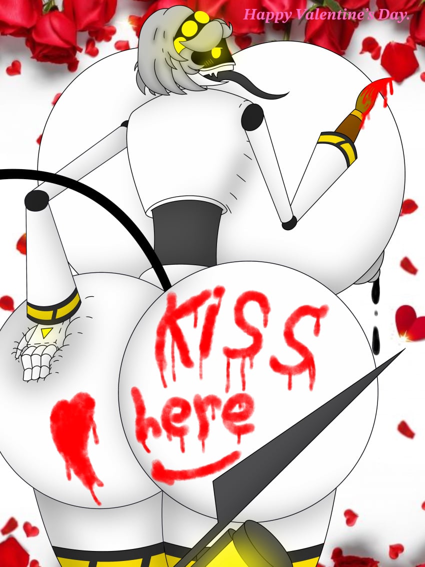 ass_bigger_than_head ass_grab backboob breasts_bigger_than_head casual casual_nudity female female_only grabbing_own_ass hyper_ass hyper_breasts murder_drones nude robot robot_girl v_(murder_drones) valentine's_day ytpoop2099